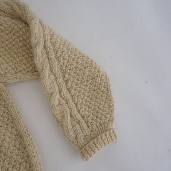 Vintage Yeti Cream Hand Knit Cable Knit Wool Crewneck Sweater XL - Picture 2 of 9